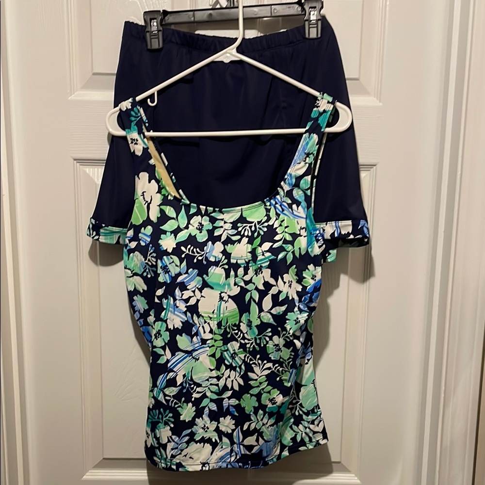Floral Blue and Green Women's tankini